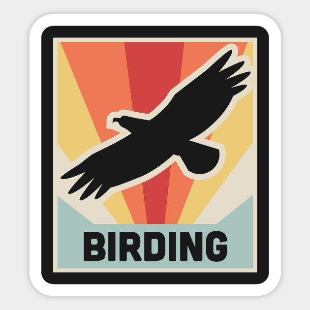 BIRDING | Vintage Style Bird Watching Poster Sticker by MeatMan